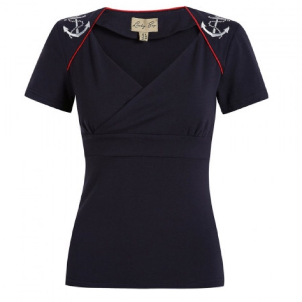 NWT rare sz US 14 Lindy Bop navy Anchor Top